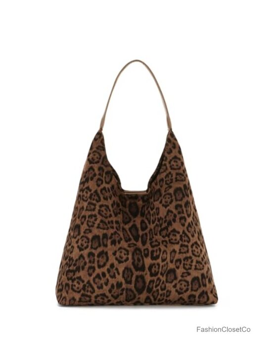 Handbags - Vintage Leopard Hobo Purse Bag - Women's Canvas Shoulder Tote Handbag